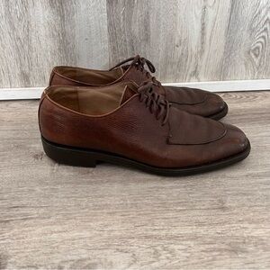 Salvatore Ferragamo Oxford split-toe derby shoes men's 8.5 brown pebble leather